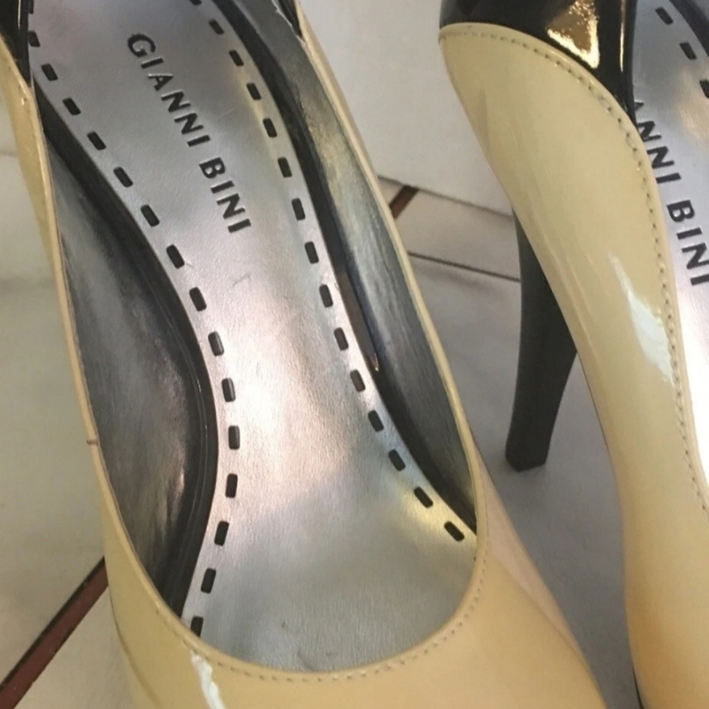 Yellow,Black Peep Toe Heel ,by GIANNA BINNI S 8 1/2 - Picture 3 of 6